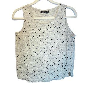 Willi Smith Size S Heather Gray 100% Linen Star Print Tank Top Sleeveless Jersey